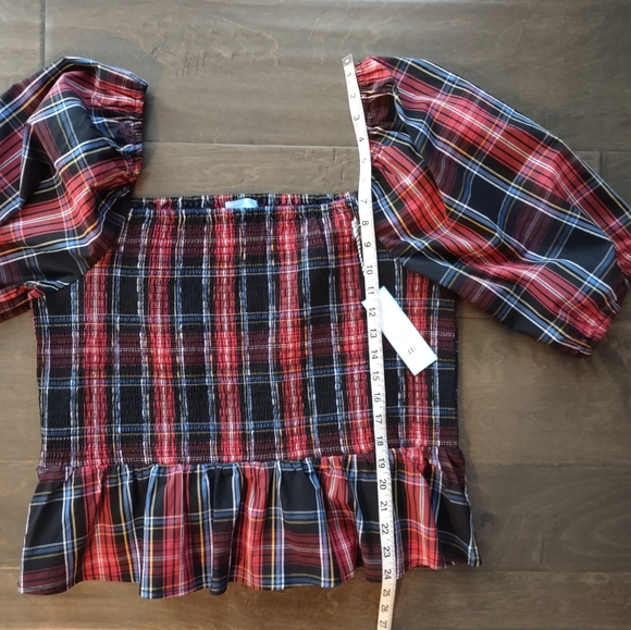 Draper James RSVP Plaid Smocked Peplum Top - Picture 13 of 14